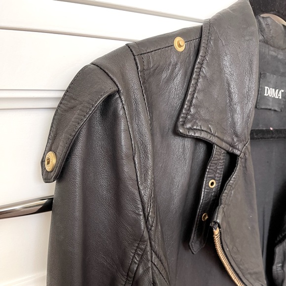 Doma Black Leather Moto Jacket (size M) - Picture 6 of 14